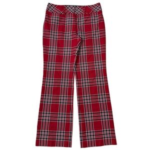 {Tommy Hilfiger} Red Blue Americana Plaid Y2K Vintage Bootcut Ponte Dress Pants